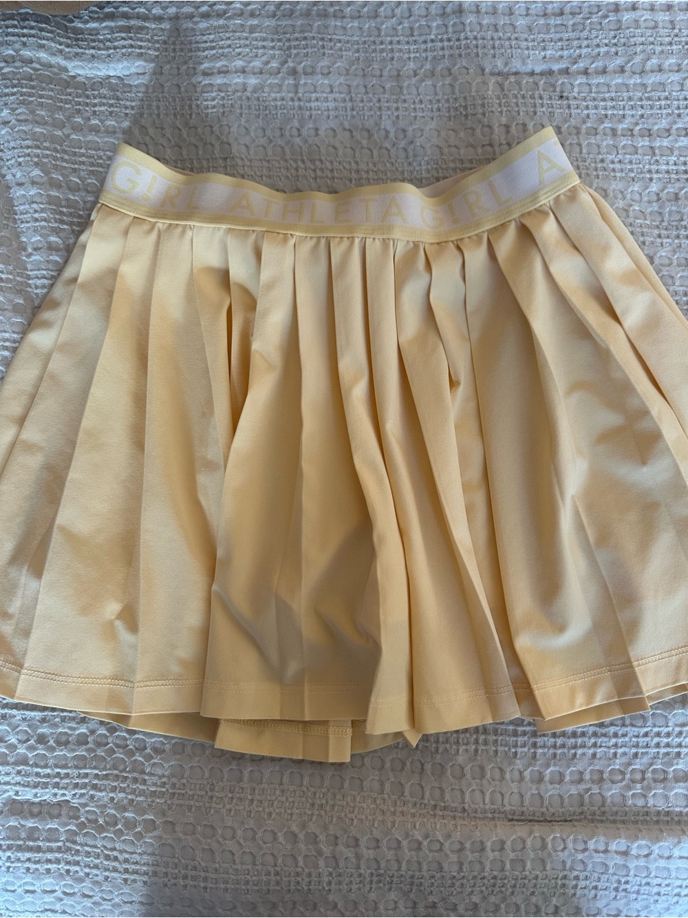 Athleta Pale Yellow Pleated Skater Tennis Skirt Girls L/12